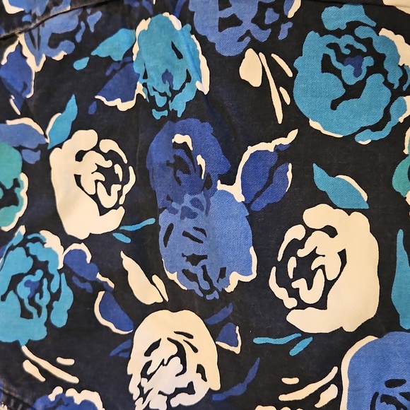 TOMMY HILFIGER SHORTS FLORAL 14 BLUE TEAL WHITE FLOWER - Picture 2 of 8